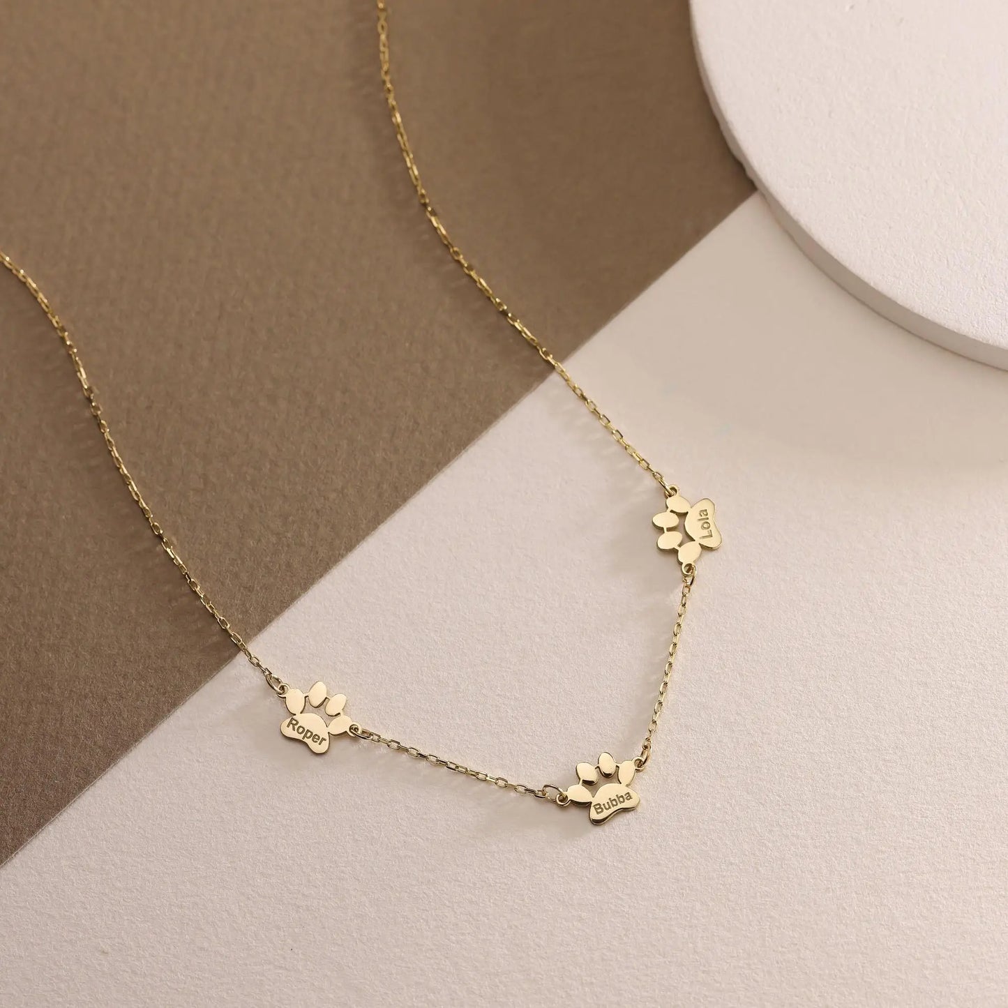 Personalized Paw Print Name Necklace