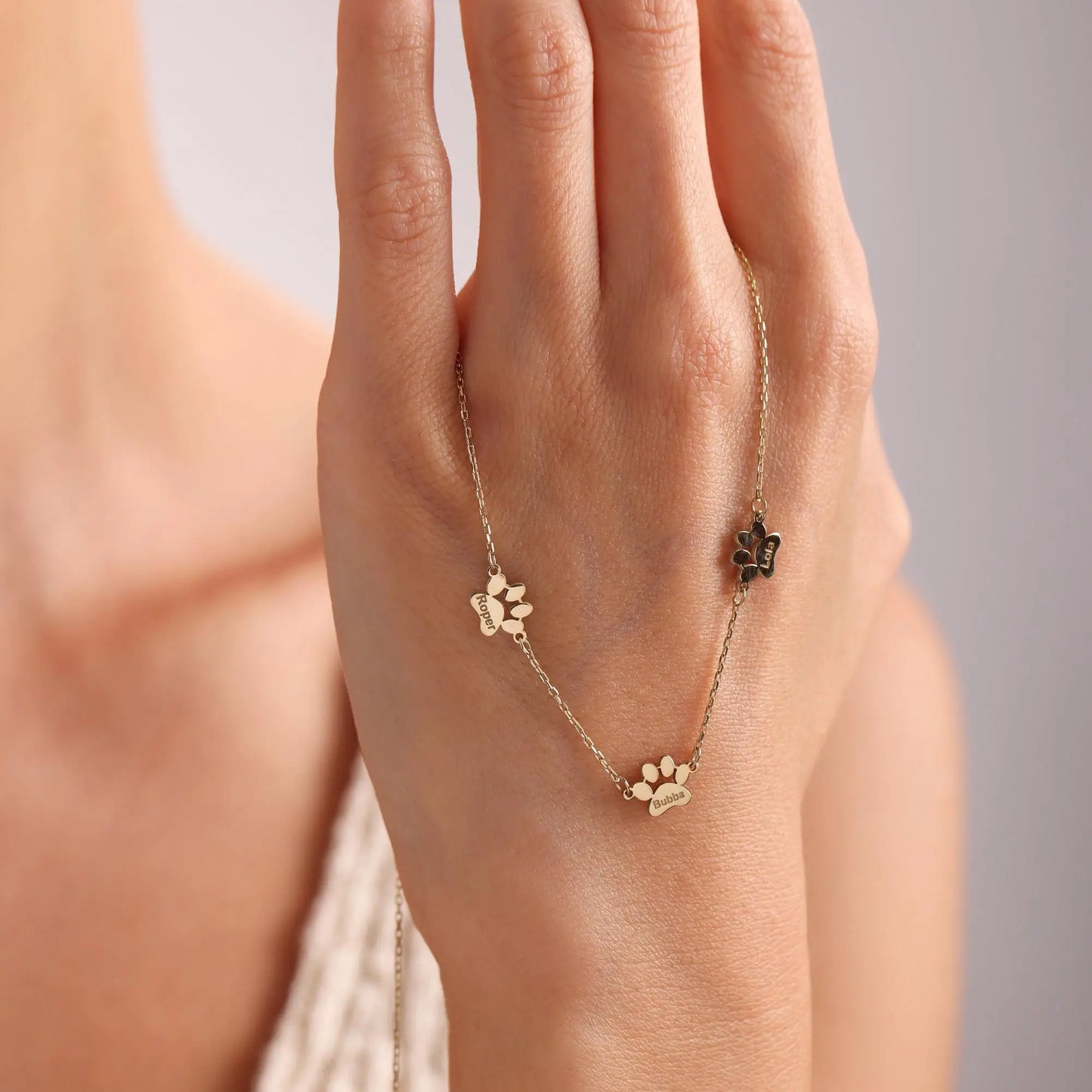 Personalized Paw Print Name Necklace