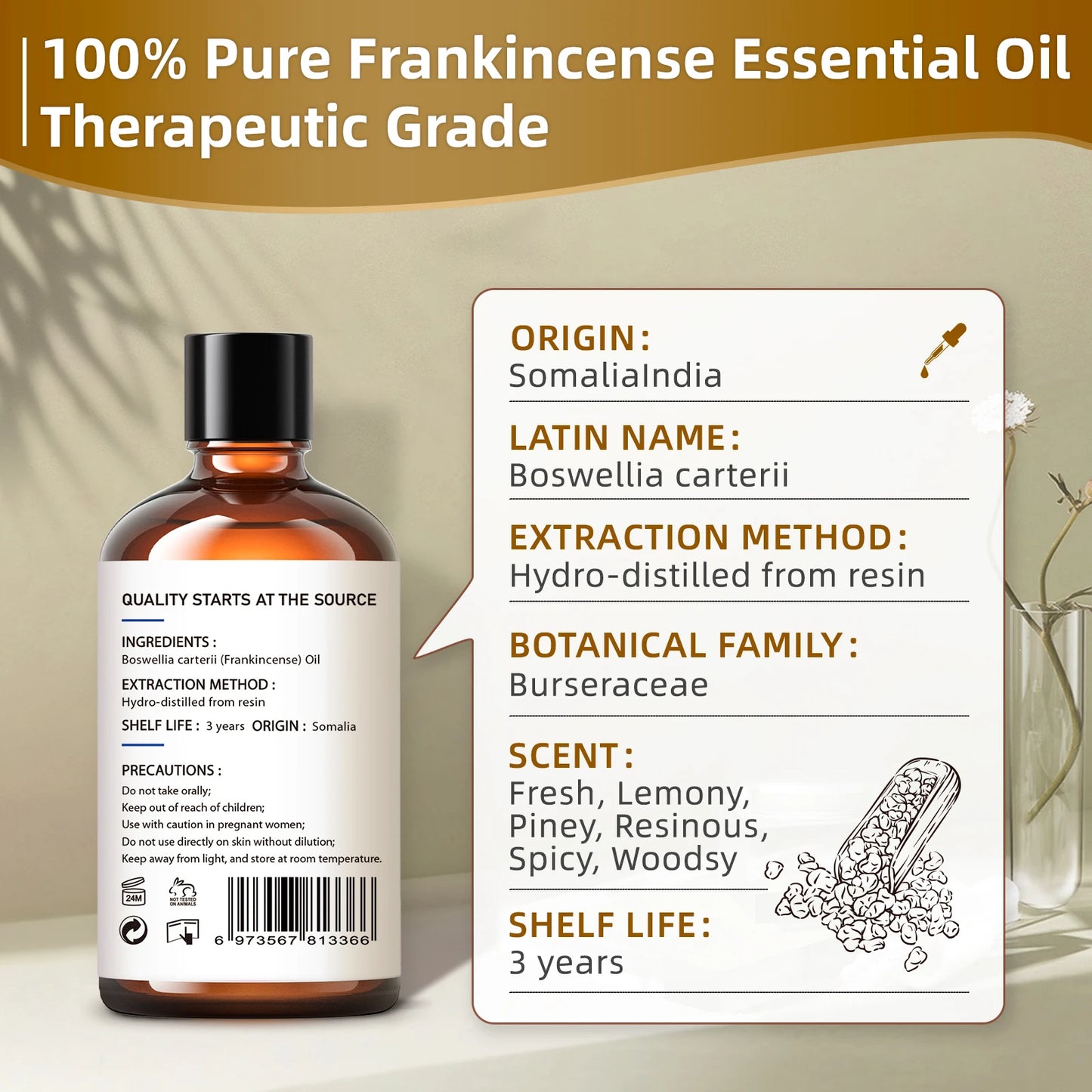 HIQILI 100ML Frankincense Essential Oils 100% Pure Natural