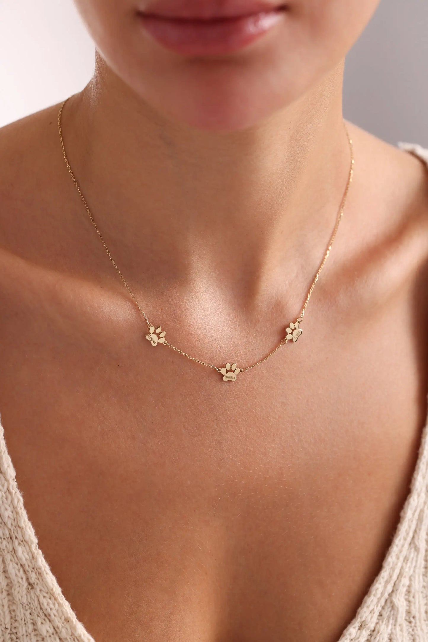 Personalized Paw Print Name Necklace