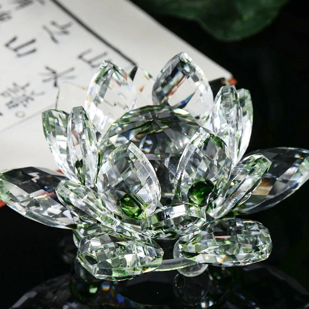 Crystal Lotus Flower Paperweight Decor