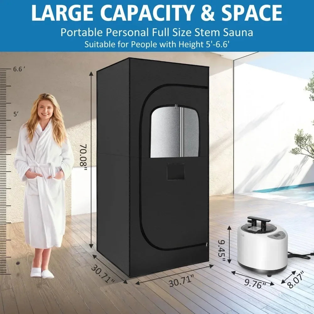 Portable Sauna Box with 2.6L 1000W Steam Generator