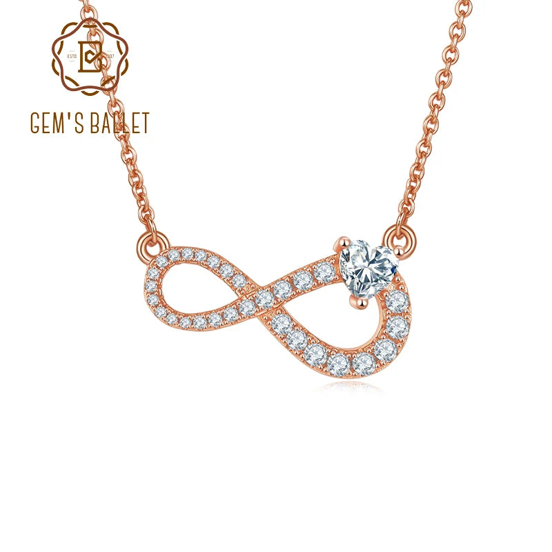 GEM'S BALLET Shining Infinity Necklace With Heart Moissanite