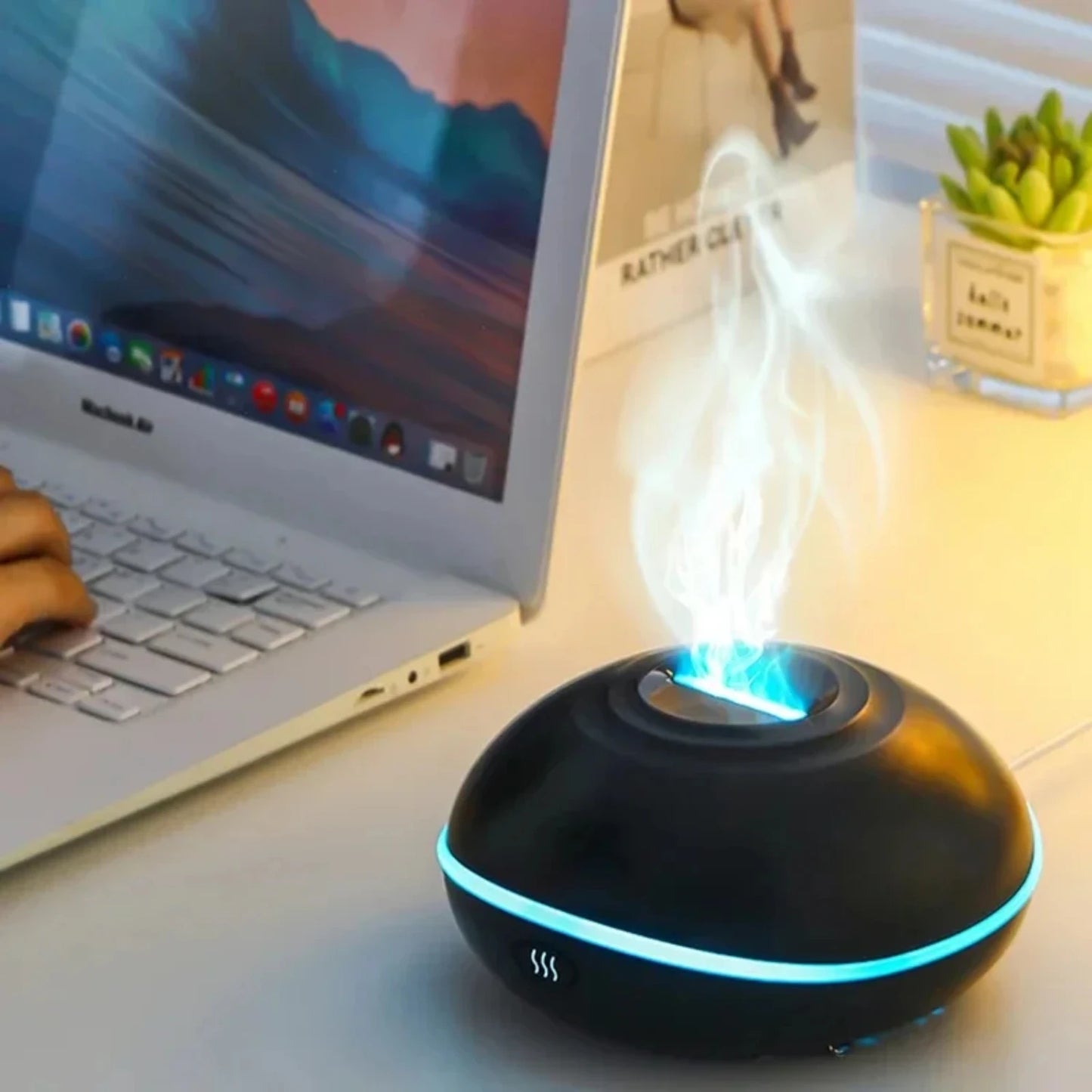 Mini Flame Lamp Air Humidifier with Essential Oil Scent Diffuser