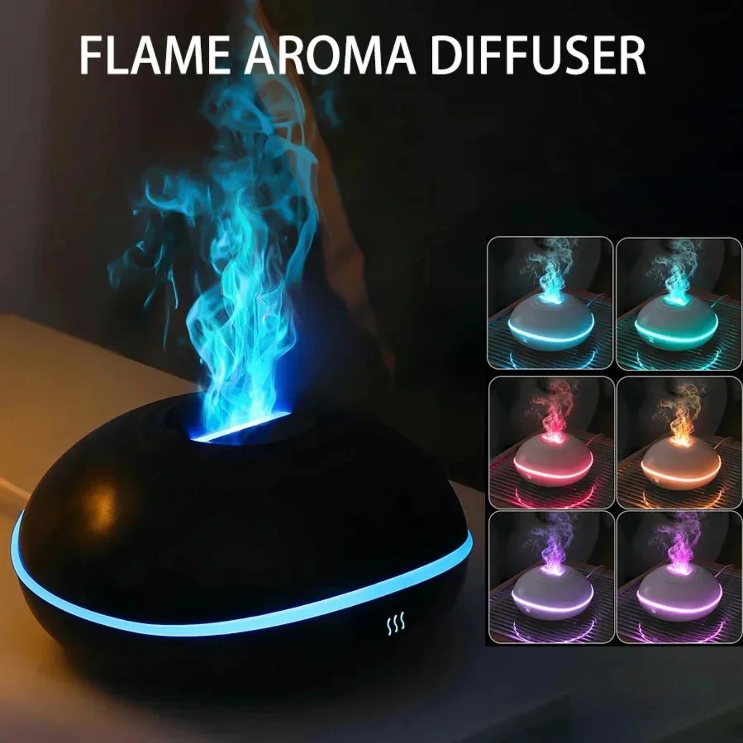 Mini Flame Lamp Air Humidifier with Essential Oil Scent Diffuser