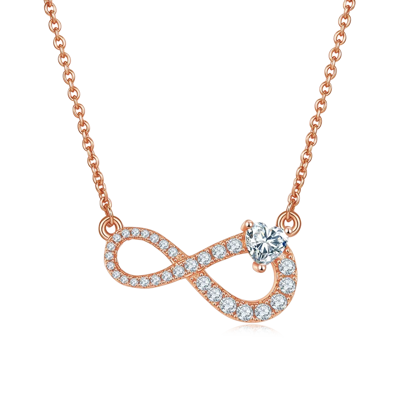 GEM'S BALLET Shining Infinity Necklace With Heart Moissanite