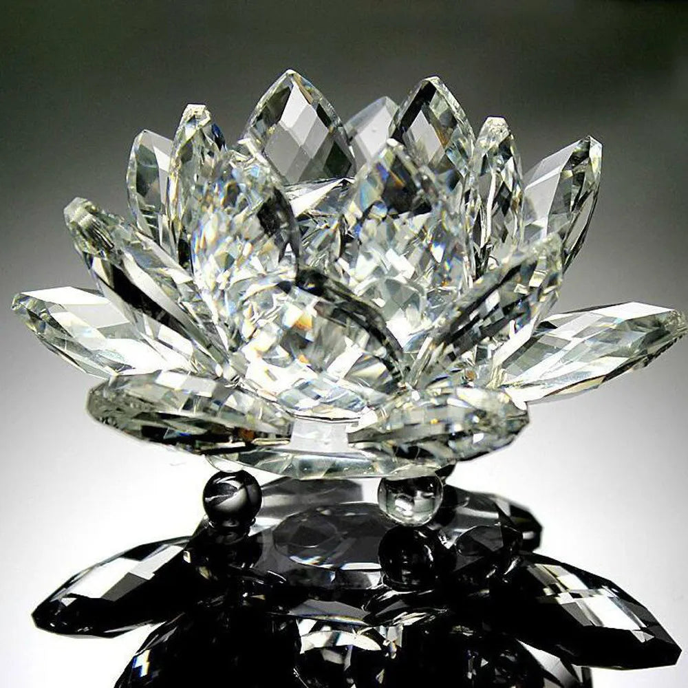 Crystal Lotus Flower Paperweight Decor