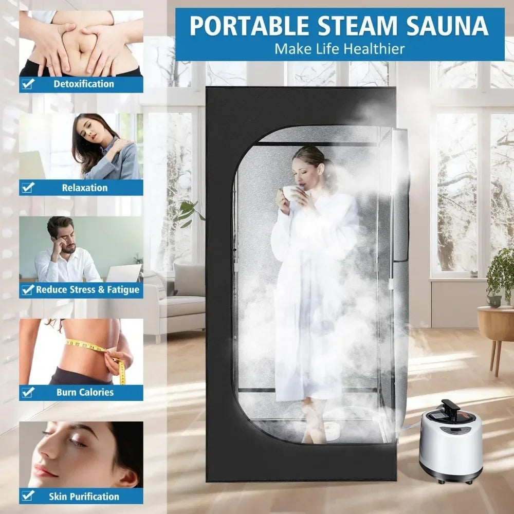 Portable Sauna Box with 2.6L 1000W Steam Generator