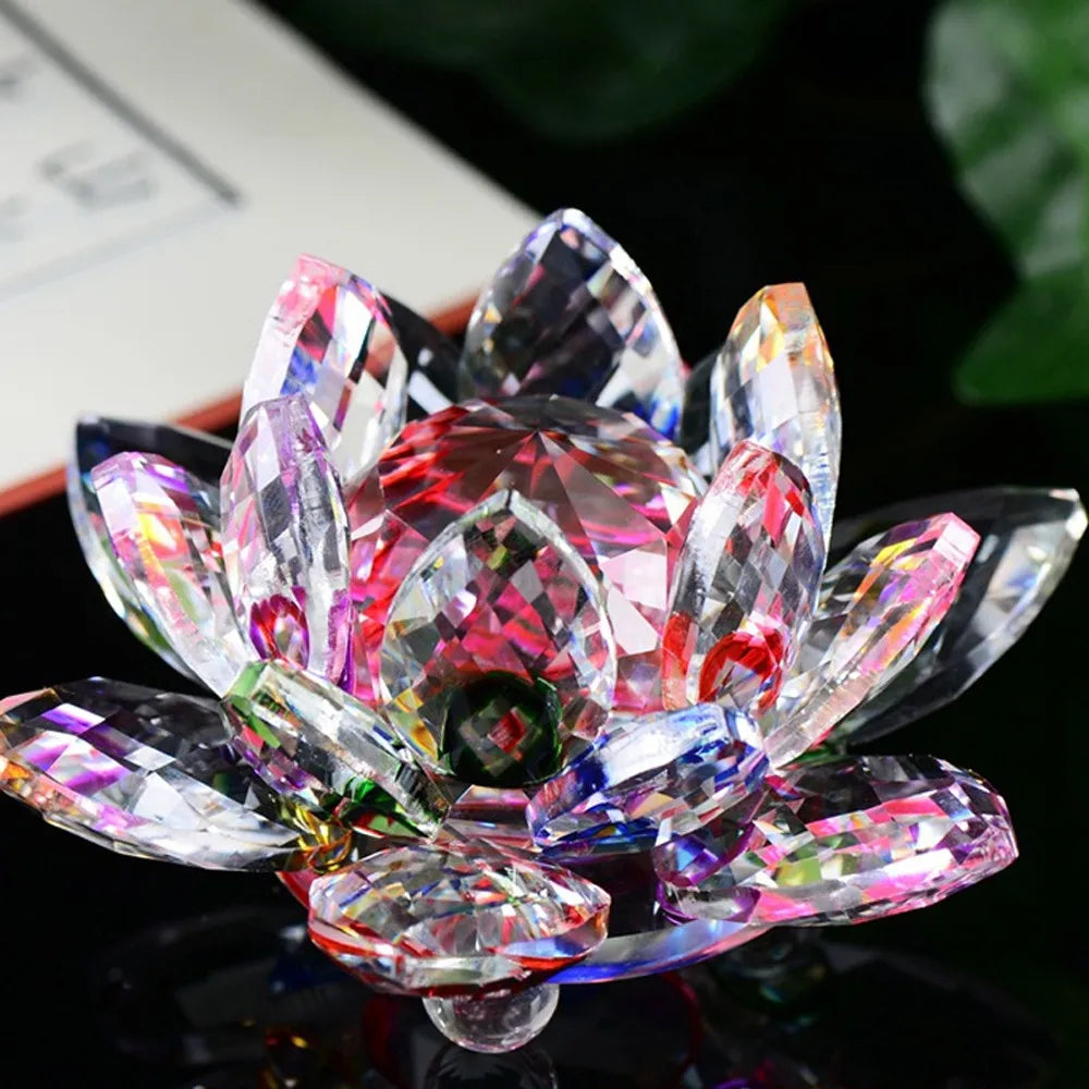 Crystal Lotus Flower Paperweight Decor