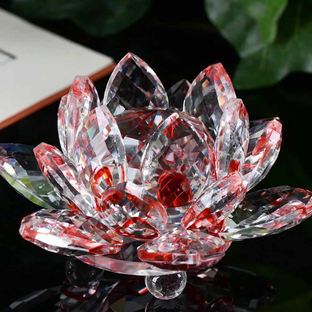 Crystal Lotus Flower Paperweight Decor