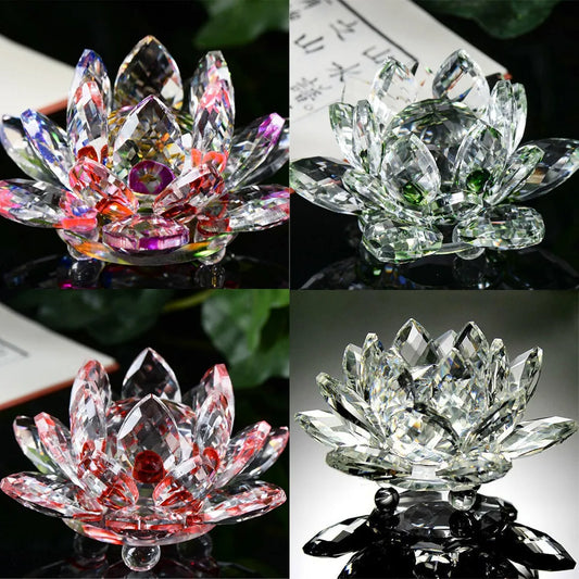 Crystal Lotus Flower Paperweight Decor