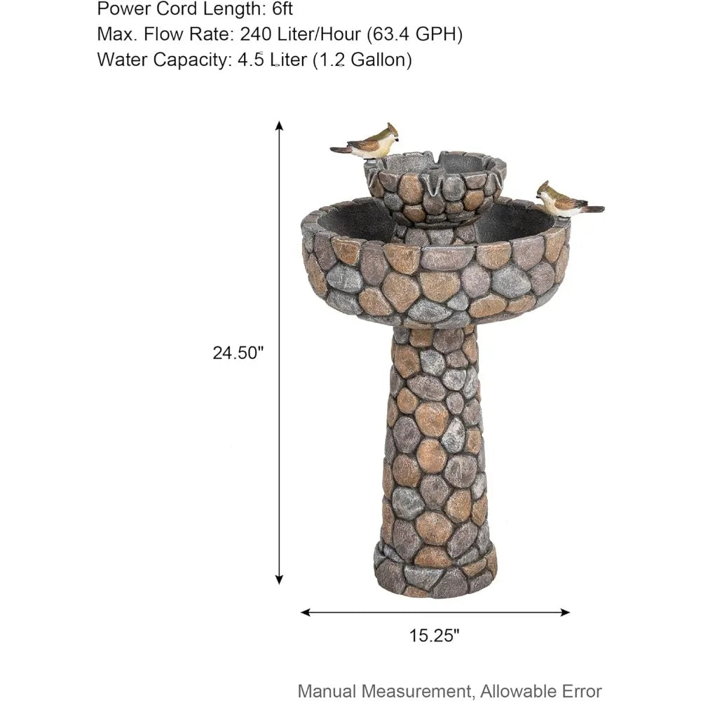 Outdoor Waterfountain with Birds Decor