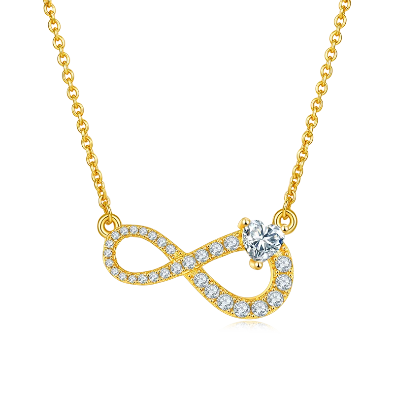 GEM'S BALLET Shining Infinity Necklace With Heart Moissanite