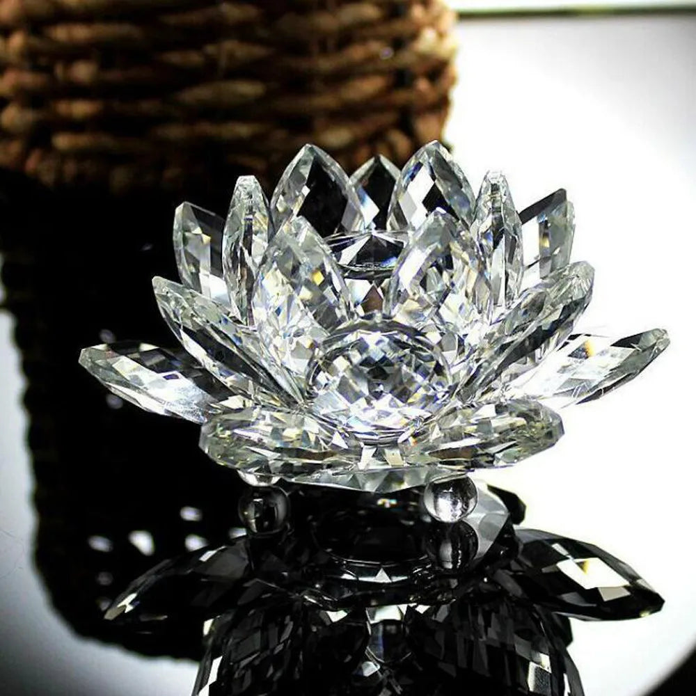 Crystal Lotus Flower Paperweight Decor