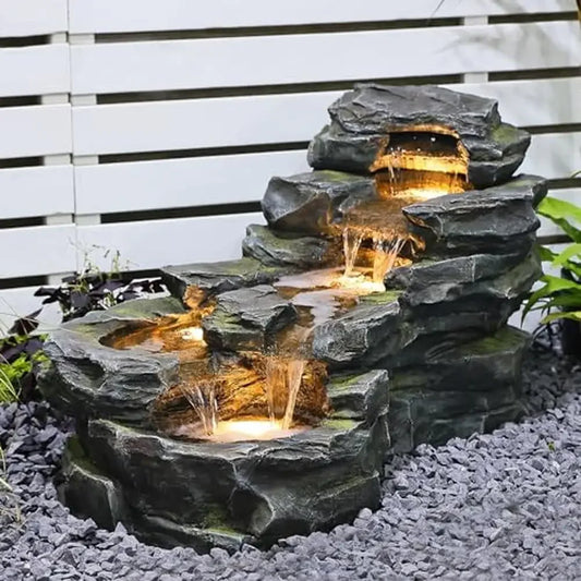 Garden Outdoor Water Fountain with Built-in LED Lights